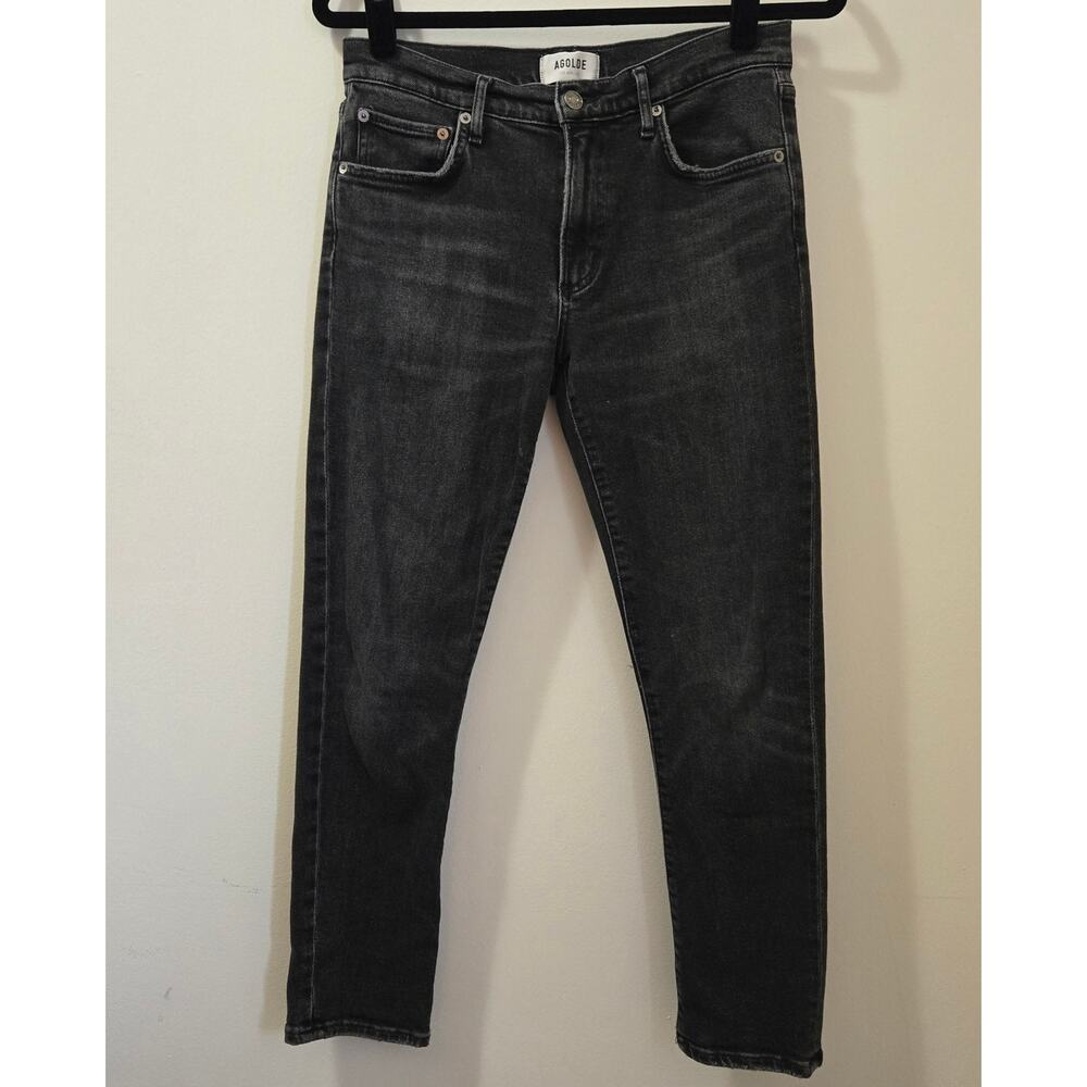 Agolde Toni Mid Rise Skinny‎ Jeans Faded Washed Black Size 27